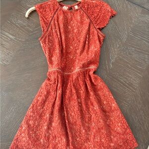 Elegant Lace Burnt Orange Dress
